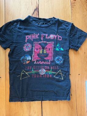 Pink Floyd Black Kids Short Sleeve Tee with Pink & Multicolor Tour Graphic